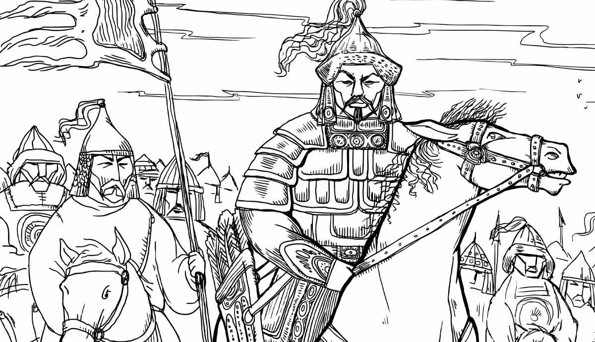 a Mongol warrior on horseback