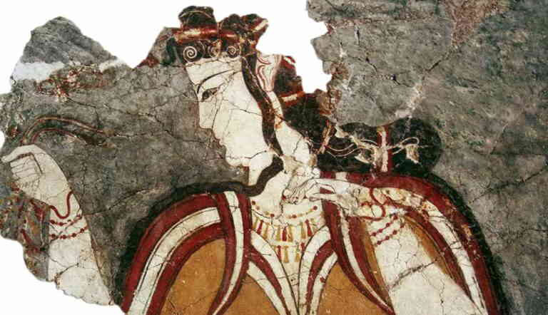 mycenaean fresco wall painting conquered minoans