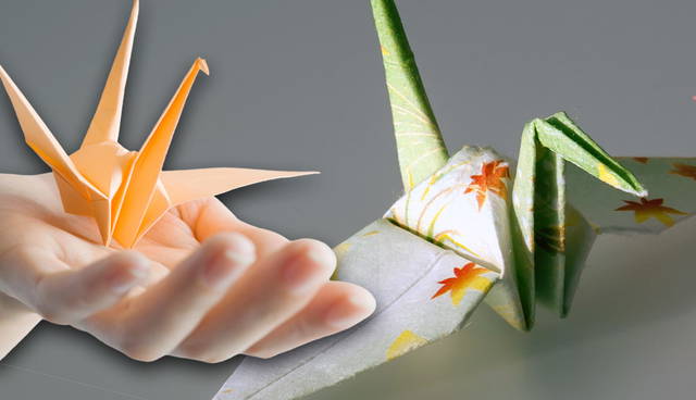 traditional Japanese origami paper cranes