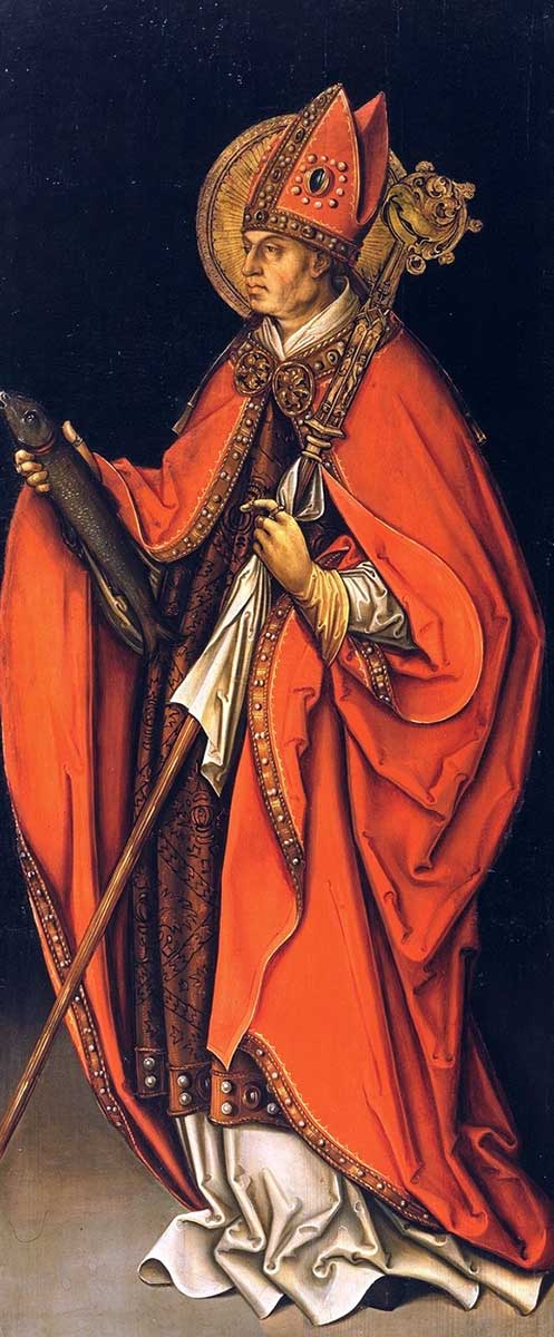 saint ulric holding fish