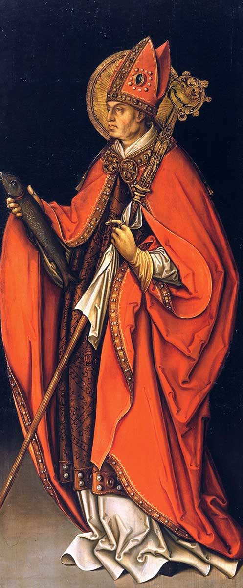 saint ulric holding fish