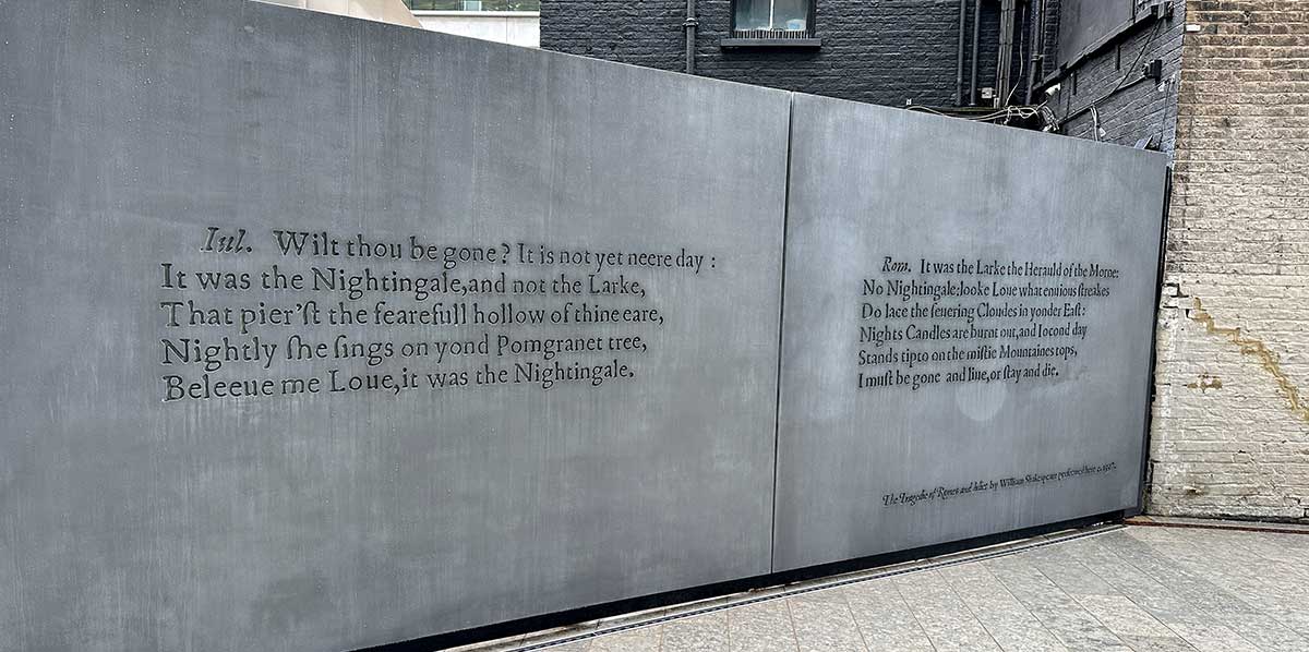 shakespeare quotes near old curtain theatre middlesex