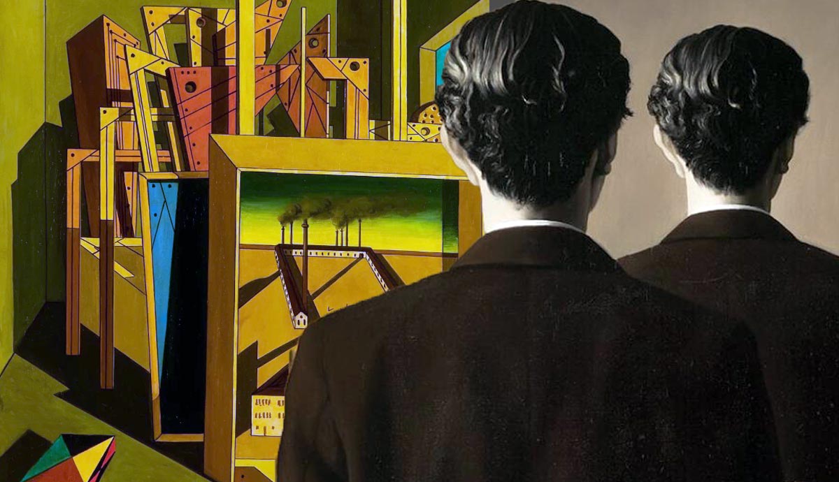 Magritte and de Chirico paintings