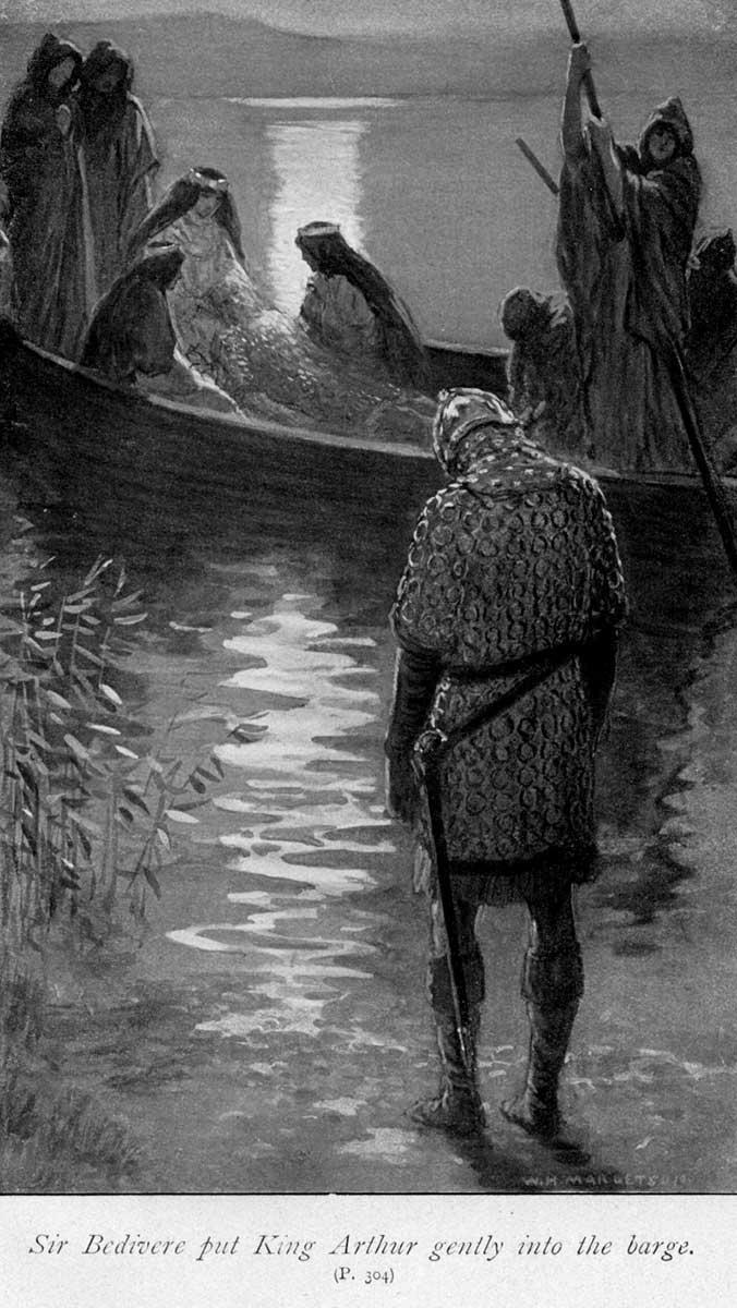 sir Bedivere king arthur barge william henry margetson 1914