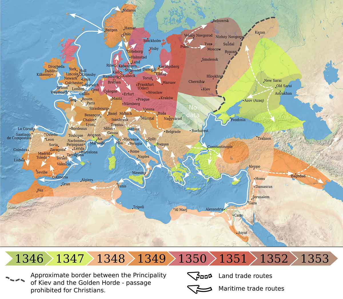 spread of the black death map