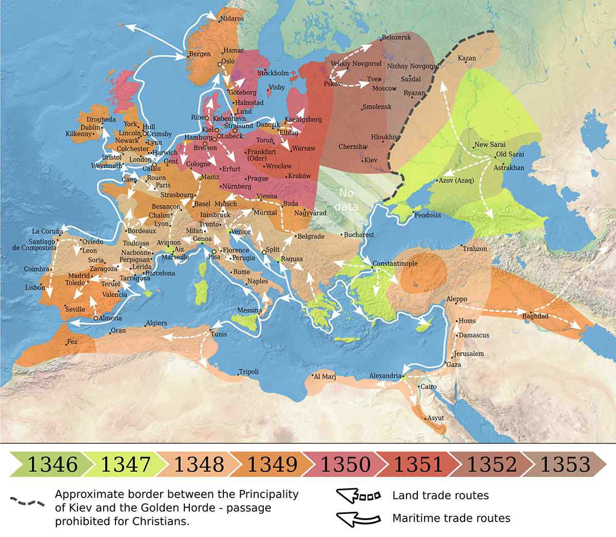 spread of the black death map