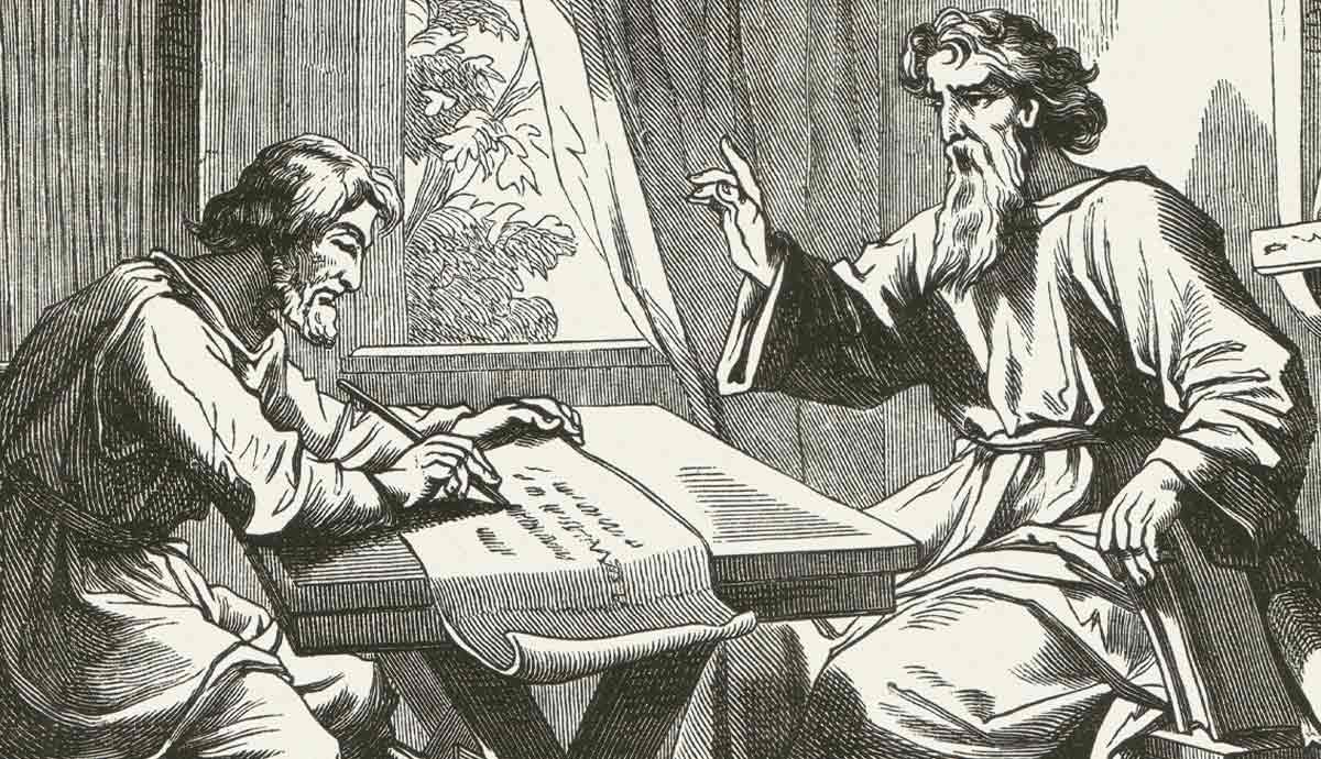 Painting of scribe and prophet writing