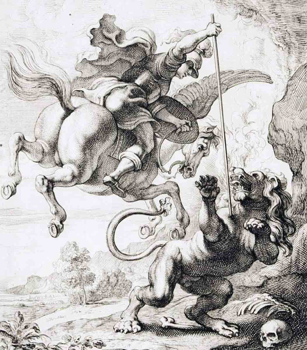 thulden bellerophon pegasus chimera etching
