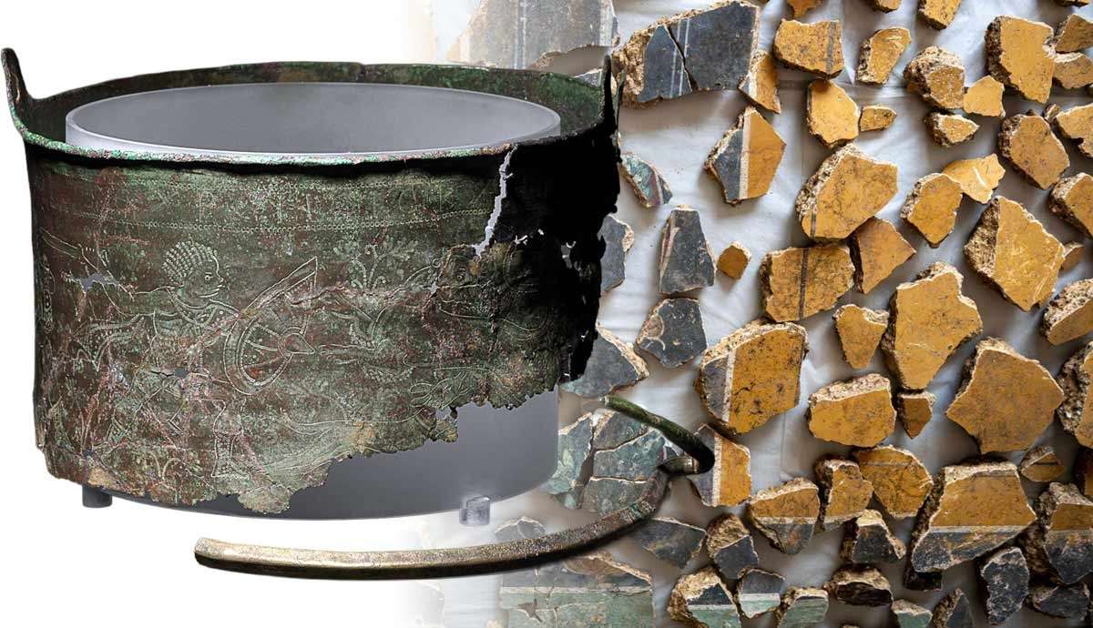 sutton hoo bucket and ancient roman fresco fragments