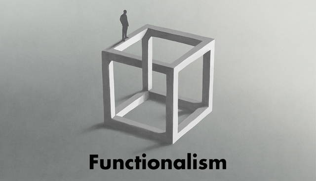 Optical illusion with 'Functionalism' text