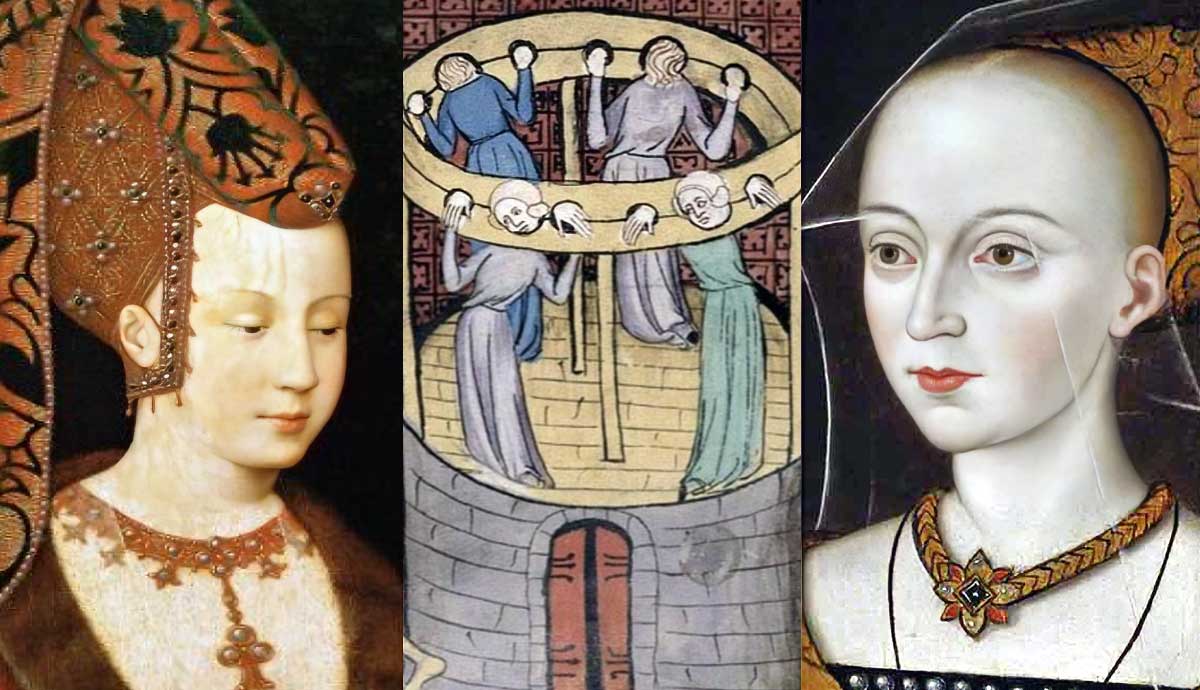 Witch Burning from Chroniques de France with portraits of jacquetta elizabeth woodville