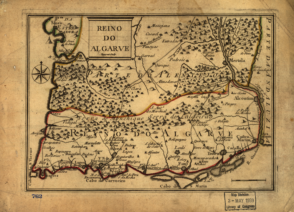 Map showing Silves as one of the principal places in the region in 1189, c. 18th century. Source: Library of Congress
