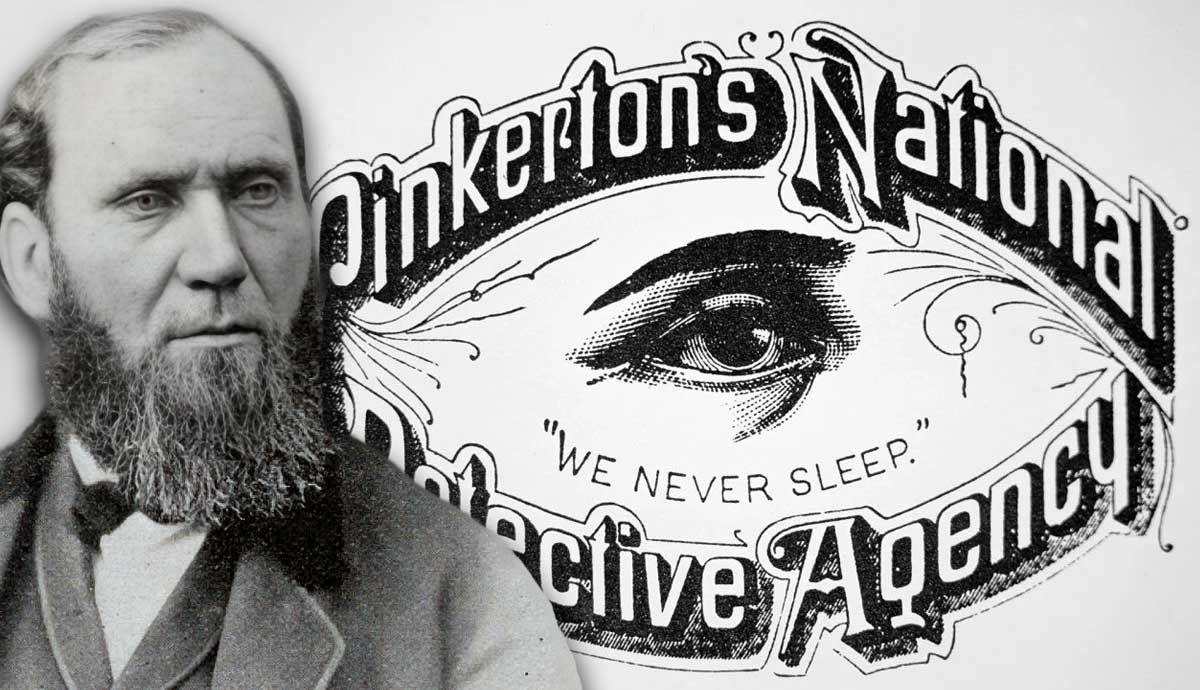 Pinkerton National Detective Agency logo; Pinkerton portrait