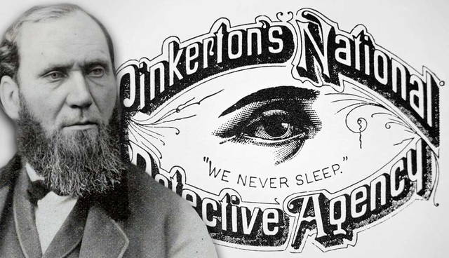 Pinkerton National Detective Agency logo; Pinkerton portrait