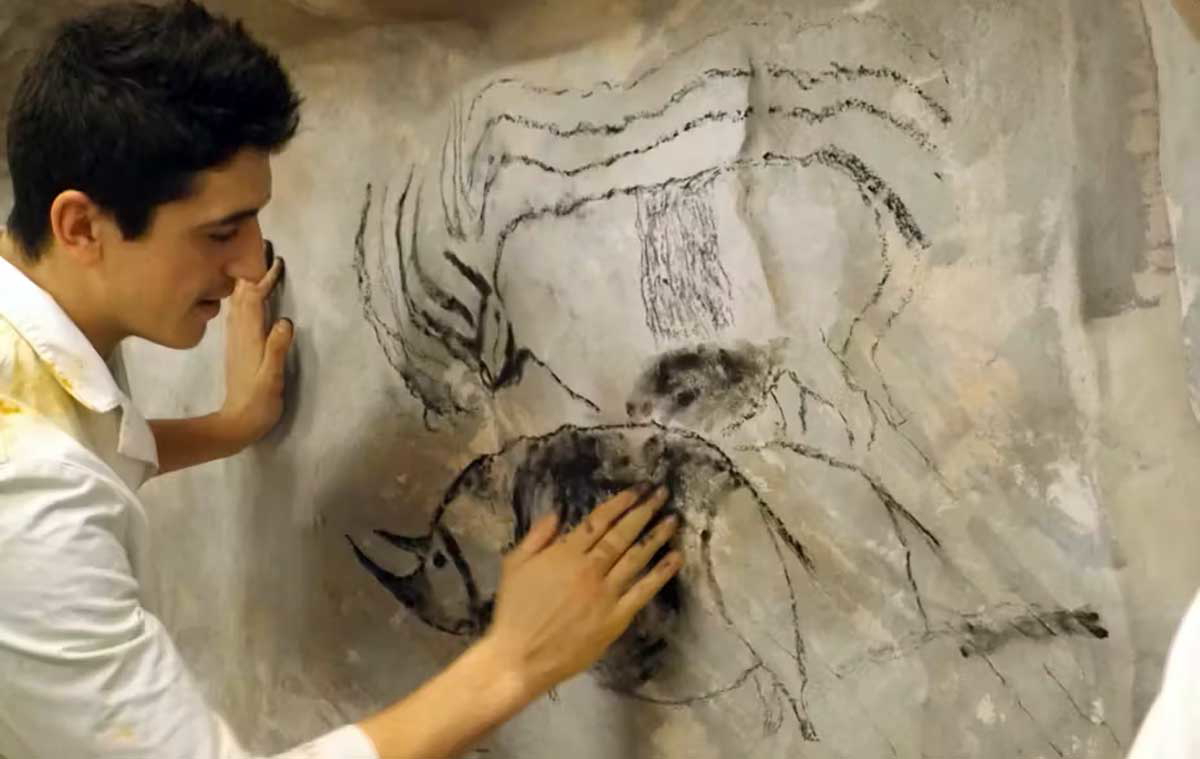 applying paint cave
