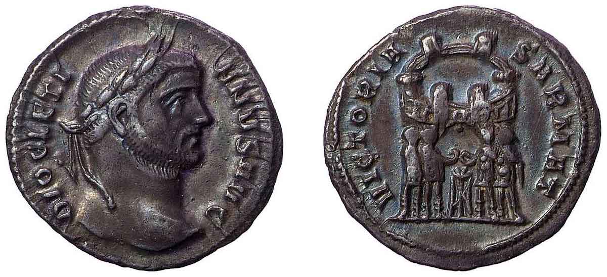 argenteus diocletian ticinium mint 294