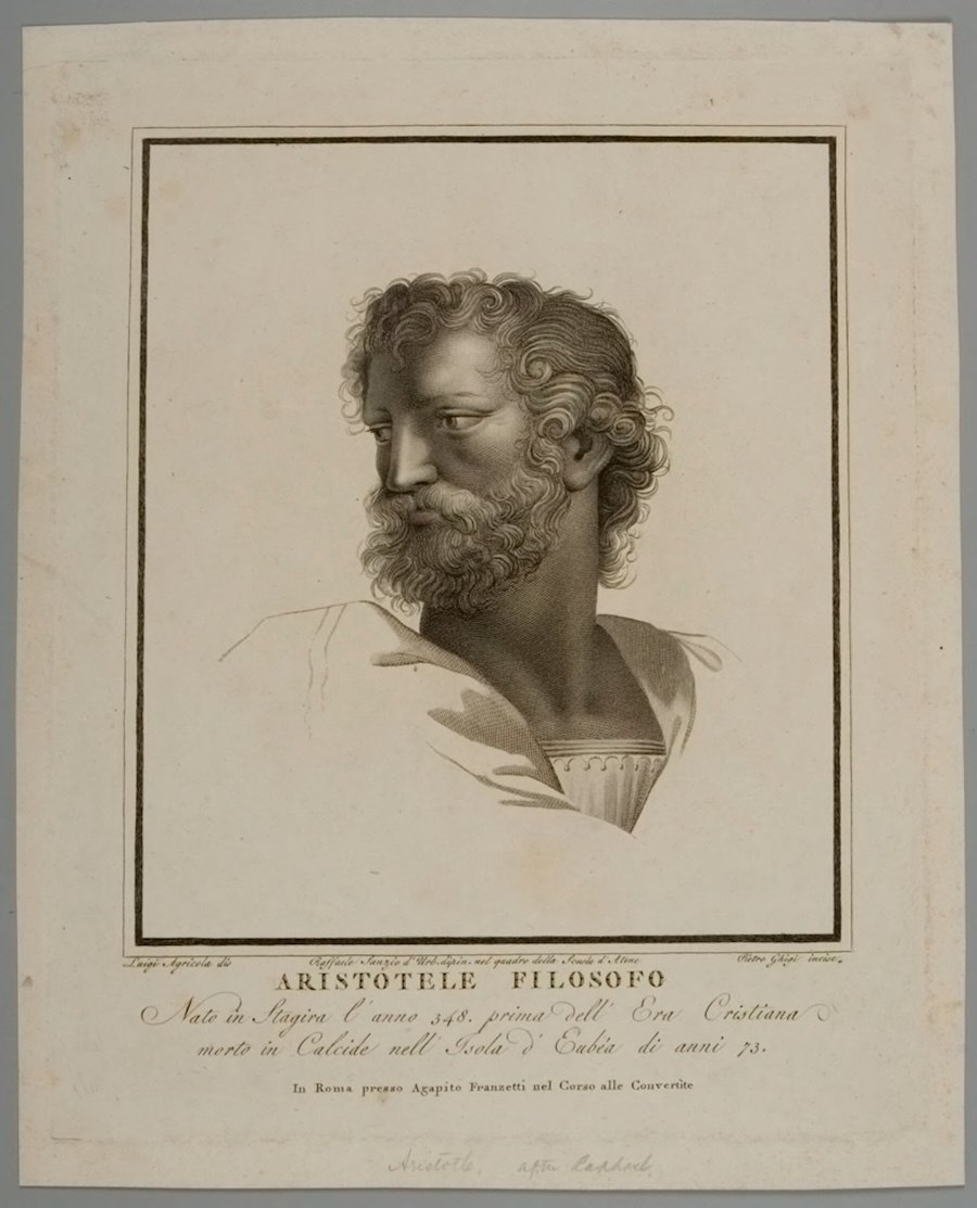 Print of a drawing of Aristotle, Harvard Art Museums