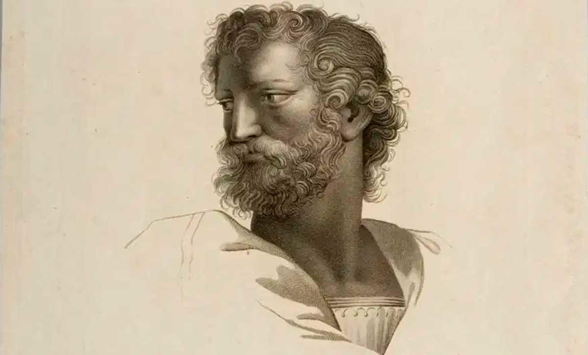 Print of a drawing of Aristotle, Harvard Art Museums