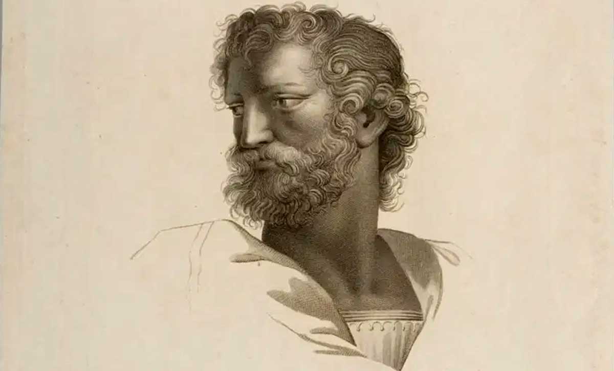 Print of a drawing of Aristotle, Harvard Art Museums