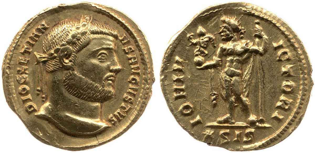 aureus diocletian siscia mint 294 305