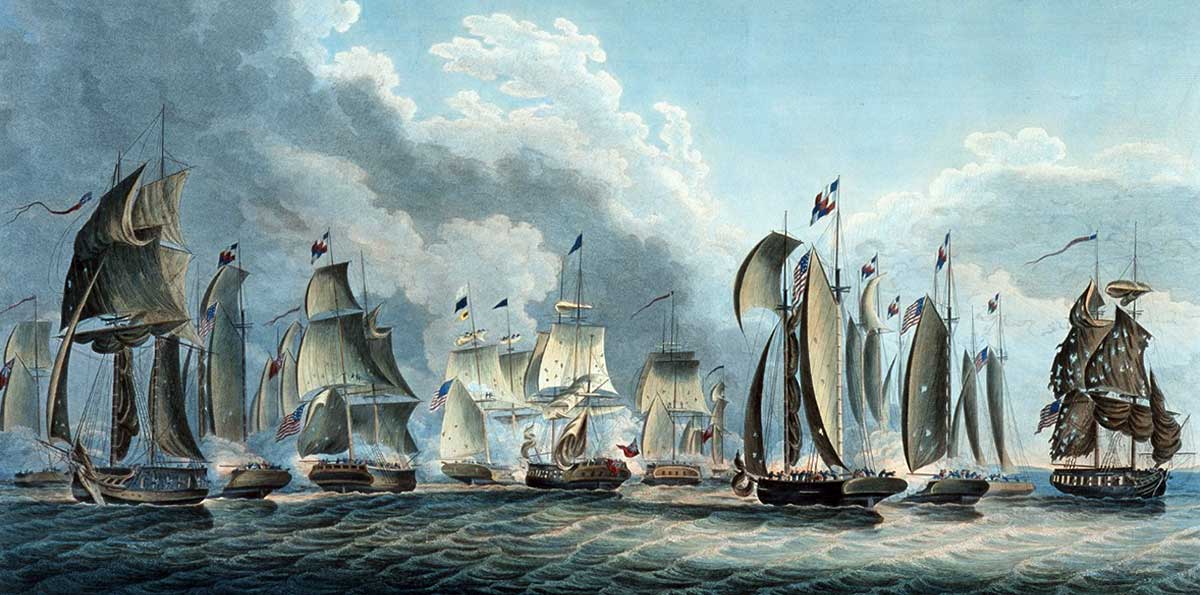 battle lake erie engraving