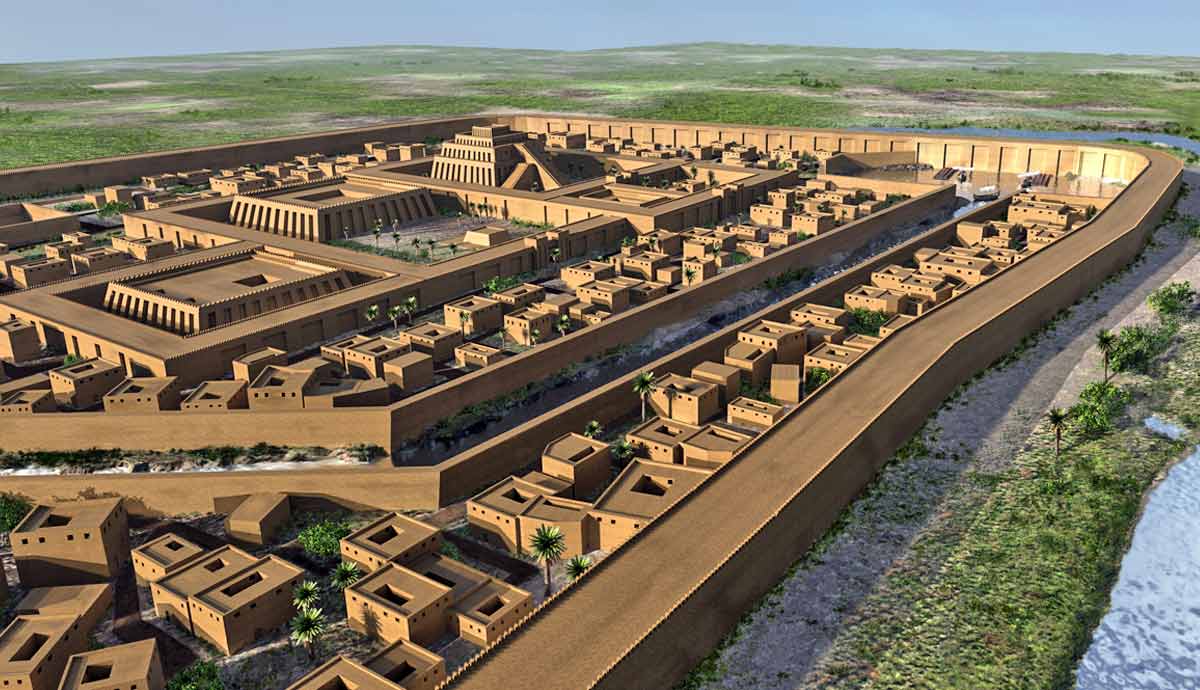 Reconstruction of ancient Ur with Great Ziggurat