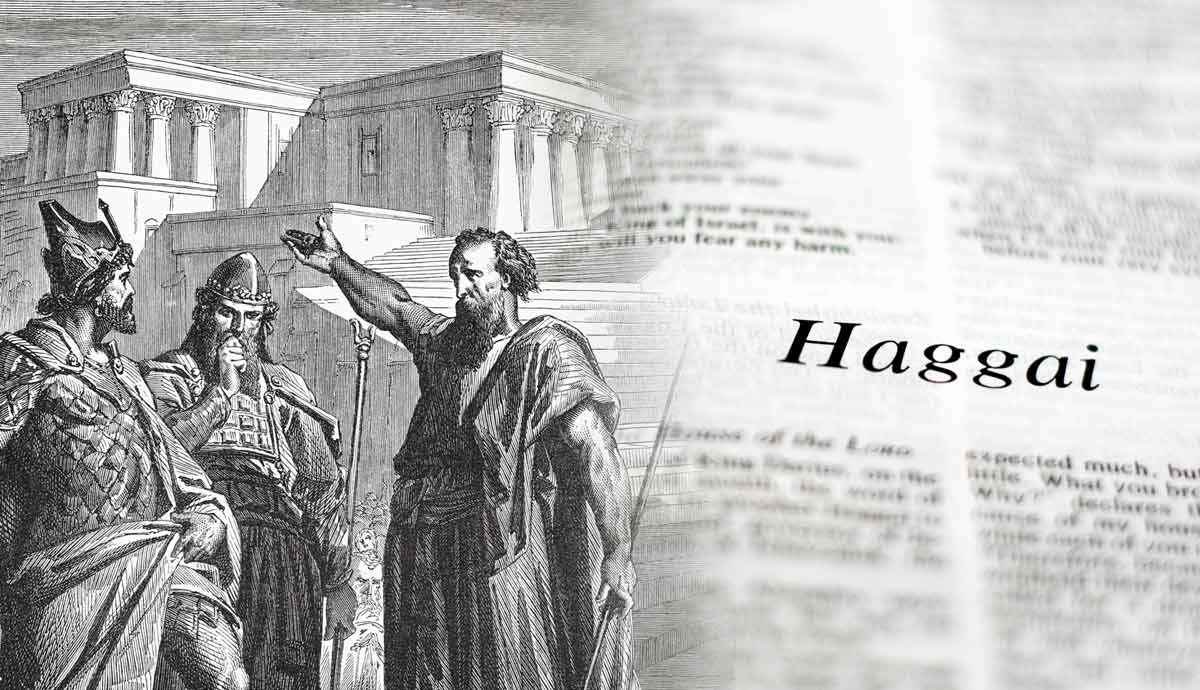 Prophet Haggai with open Bible