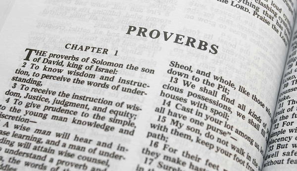 Open Bible showing the Book of Proverbs