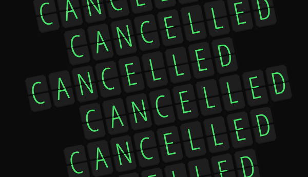 Repeated "CANCELLED" text on digital display