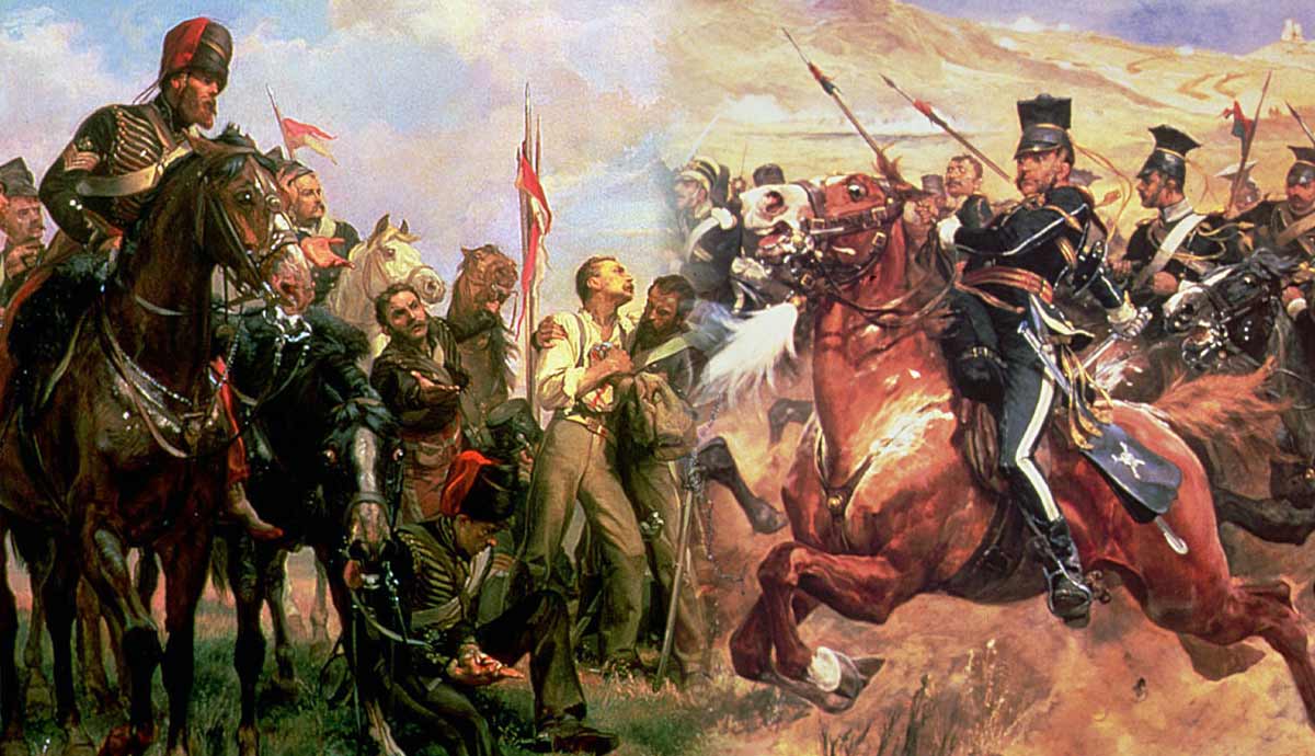 Two depictions of Balaclava cavalry charge