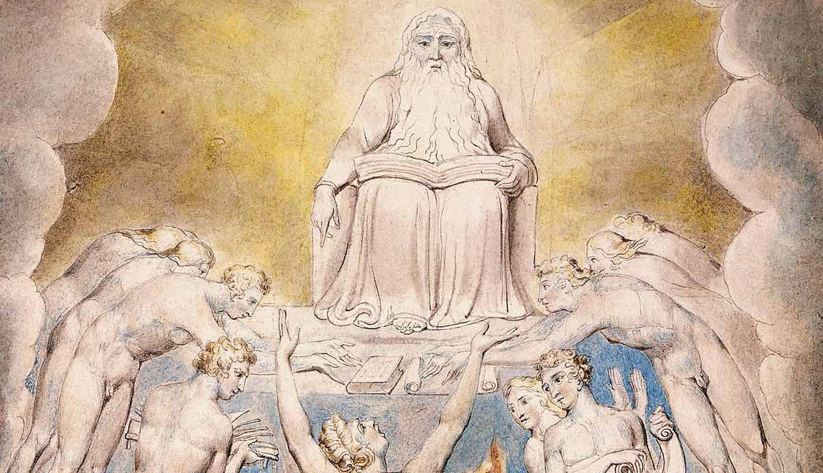 satan before throne god william blake