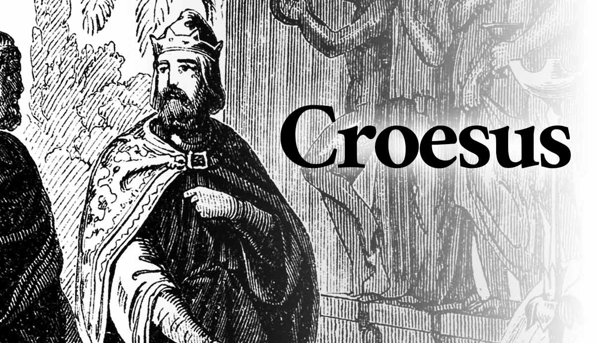 Black and white illustration of King Croesus
