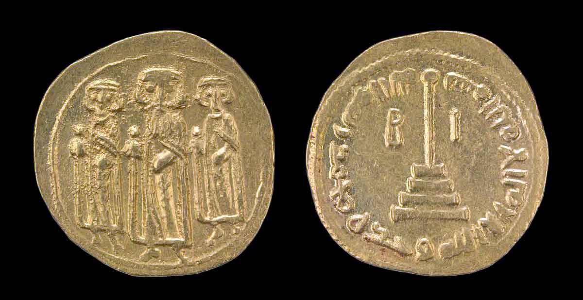 early arab gold dinar byzantine imitation syria mint