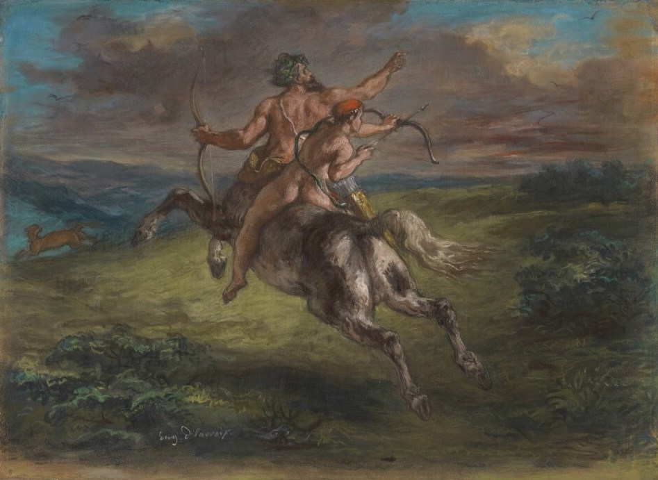 Romantic drawing of Achilles and Chiron by Delacroix