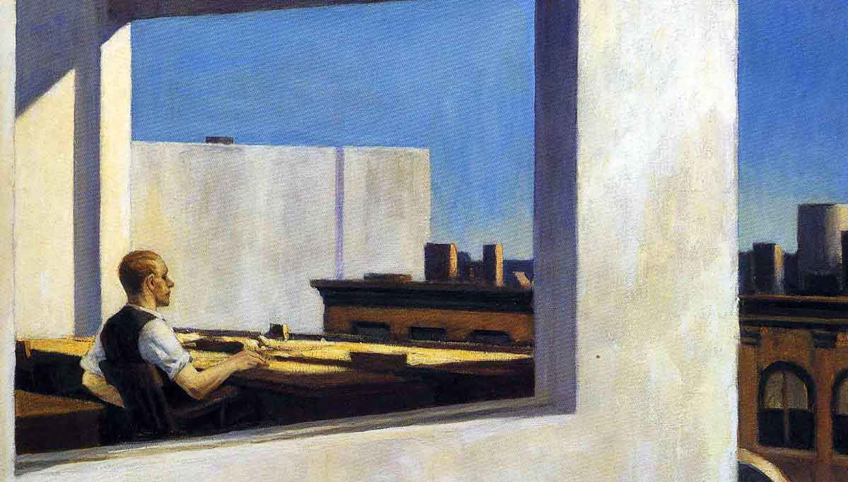 edward hopper office in small city painting