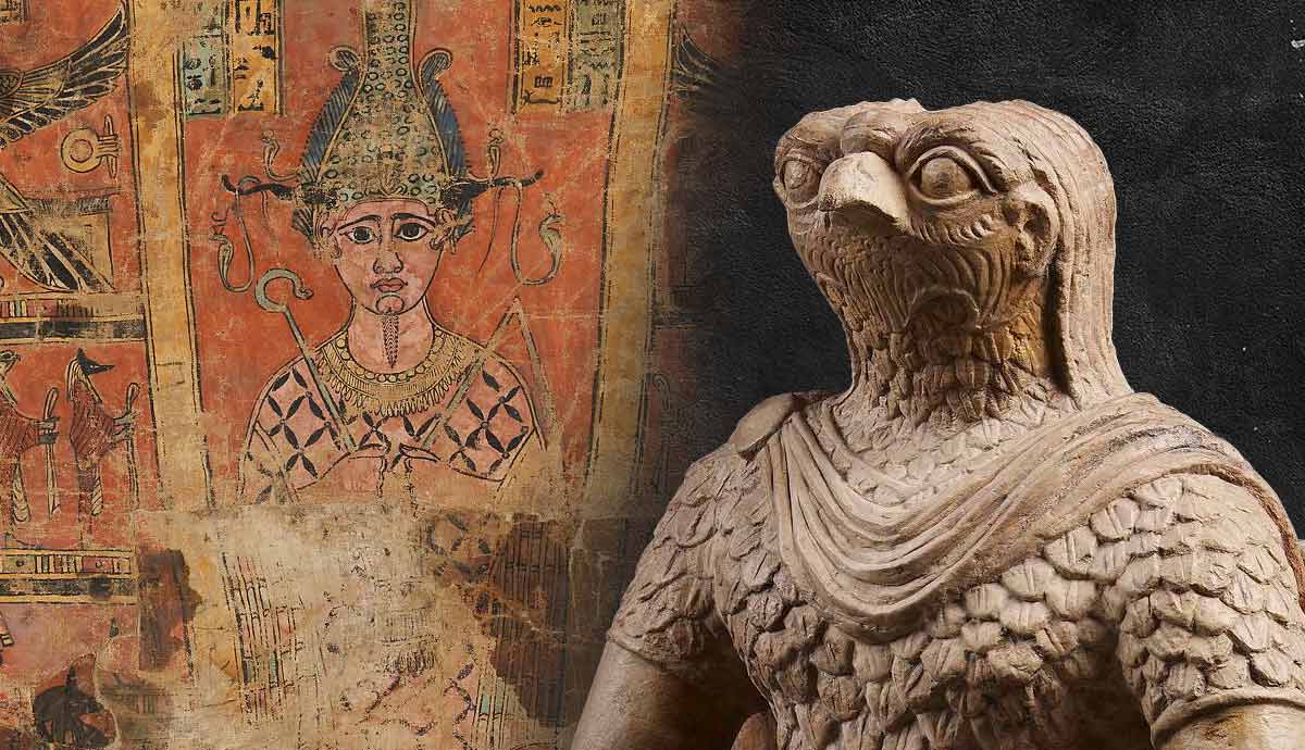 Horus in Roman armor; Osiris funerary shroud
