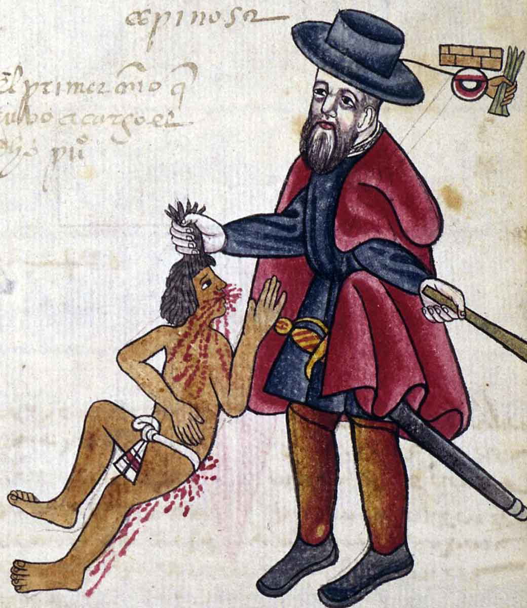 encomendero abusing an indigenous person