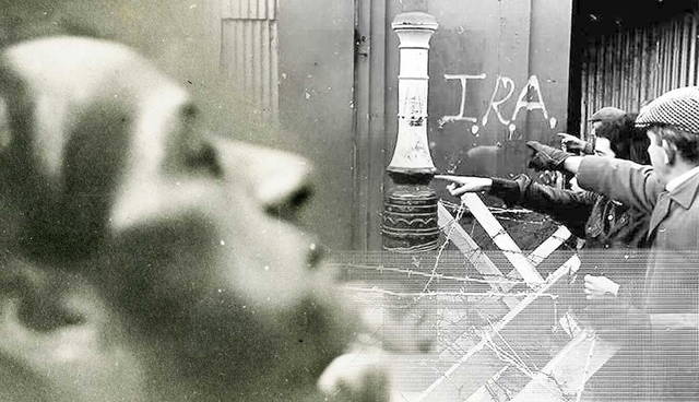 Protesters and starving Irish revolutionary juxtaposed