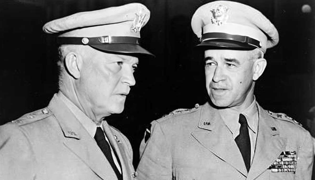 generals eisenhower bradley talk funeral pershing