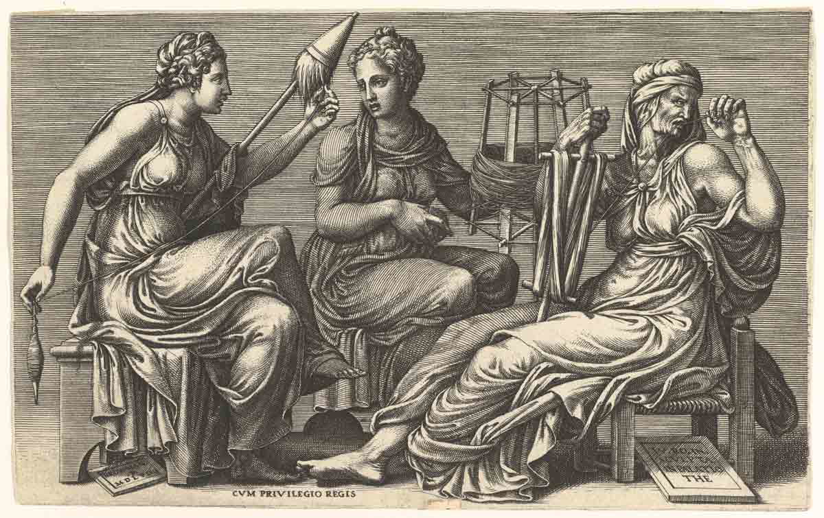 ghisi three fates clotho lachesis atropos engraving