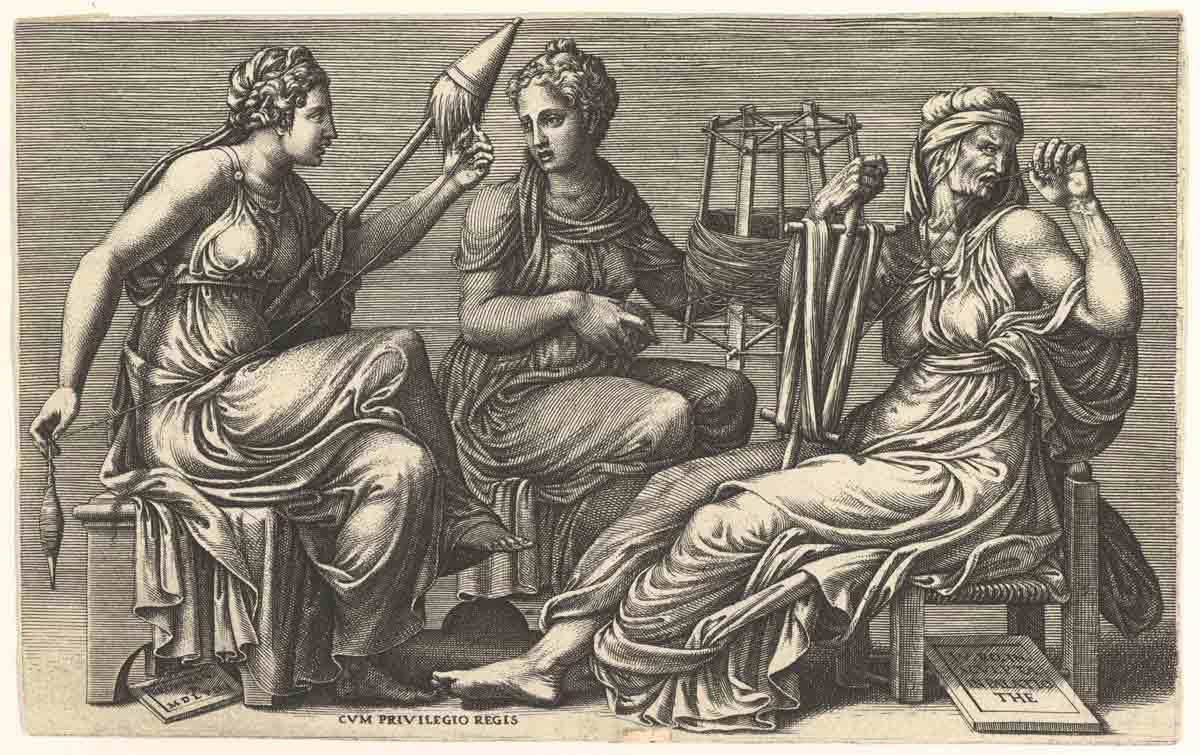 ghisi three fates clotho lachesis atropos engraving