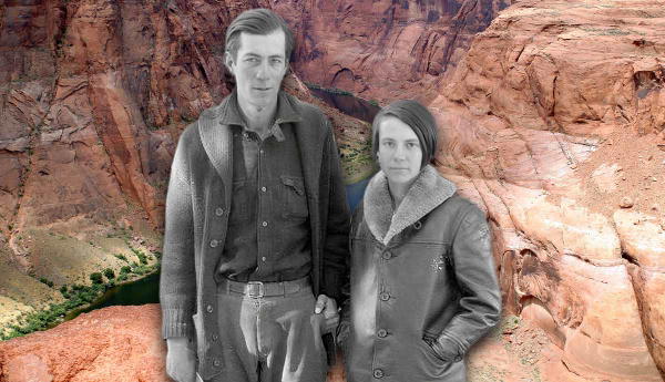 Hyde couple at Grand Canyon; Colorado River view