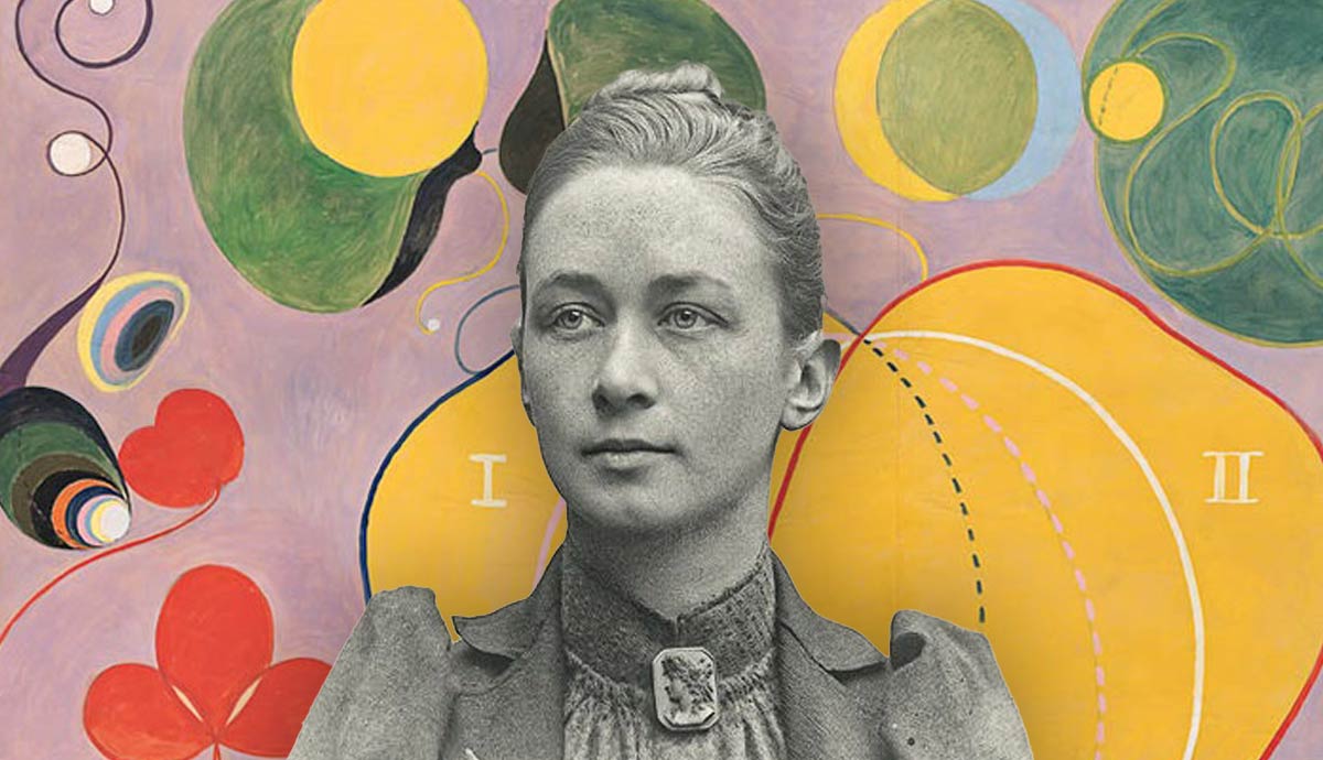 Hilma af Klint with abstract painting