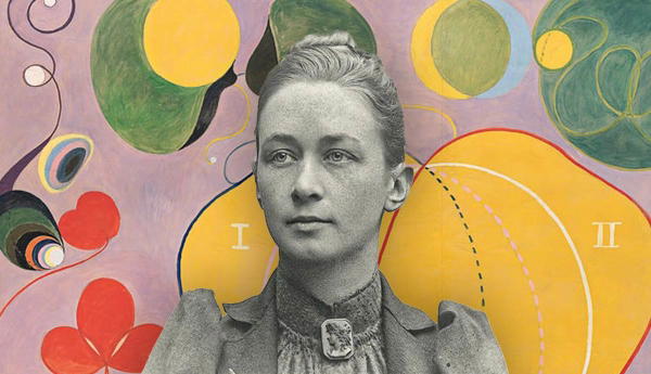 Hilma af Klint with abstract painting