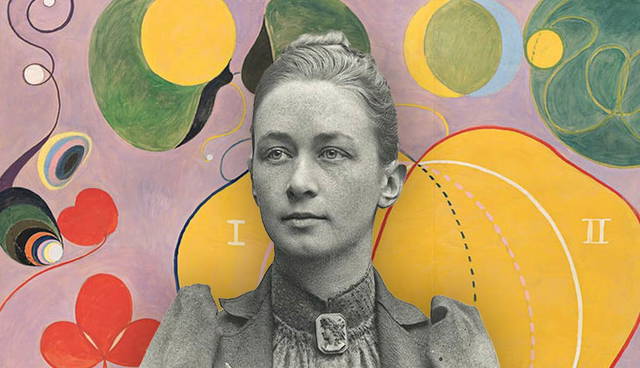 Hilma af Klint with abstract painting