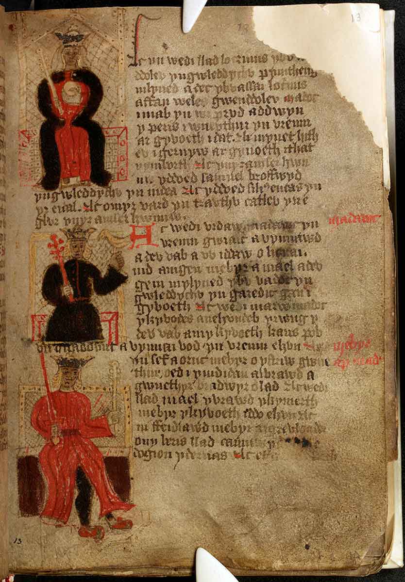 historia regum britanniae manuscript peniarth ms 23c folio 13r
