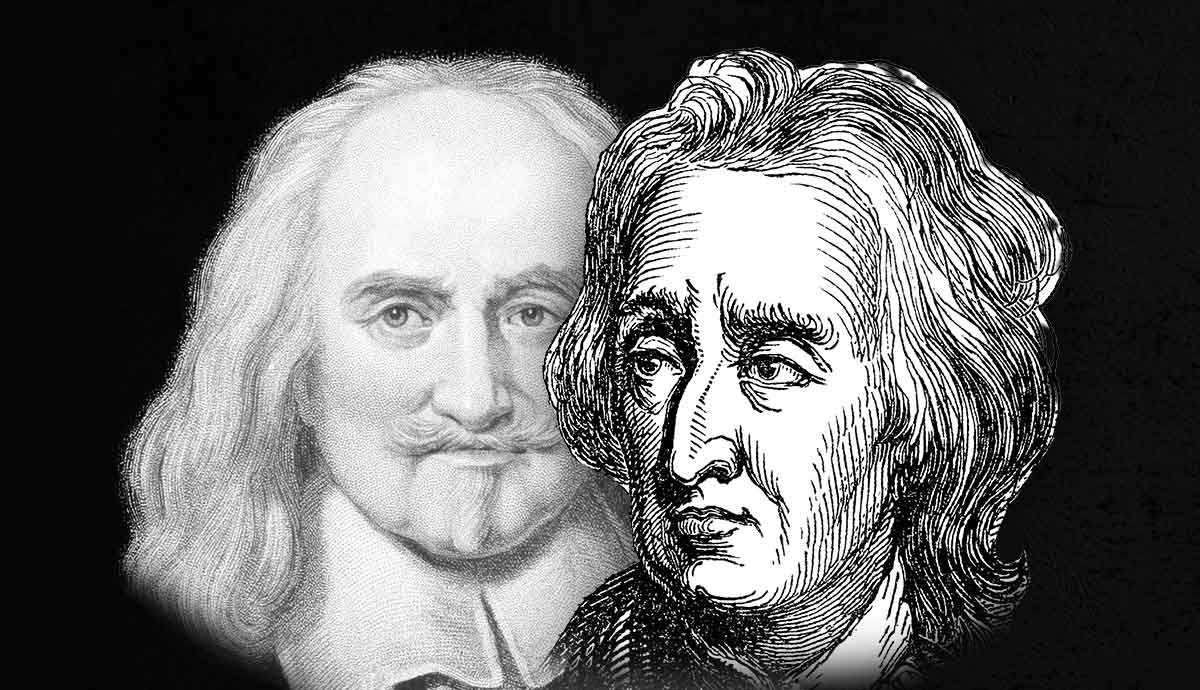 Portraits of philosophers Thomas Hobbes and John Locke