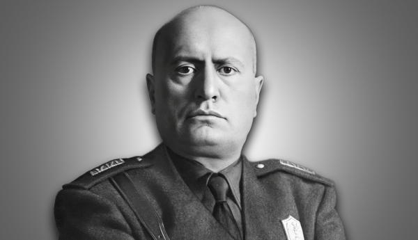 Benito Mussolini, black and white portrait