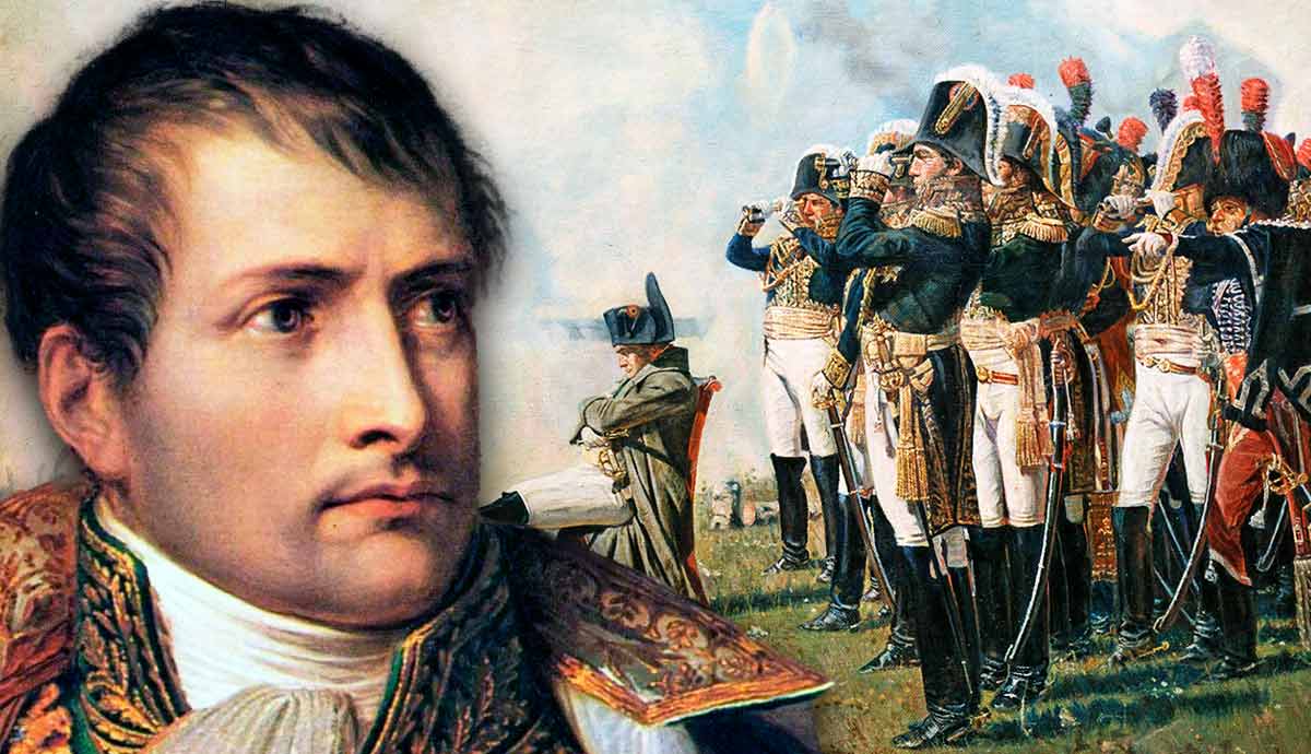 Portrait of Napoleon Bonaparte with his army
