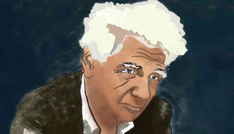 stylized portrait of Jacques Derrida